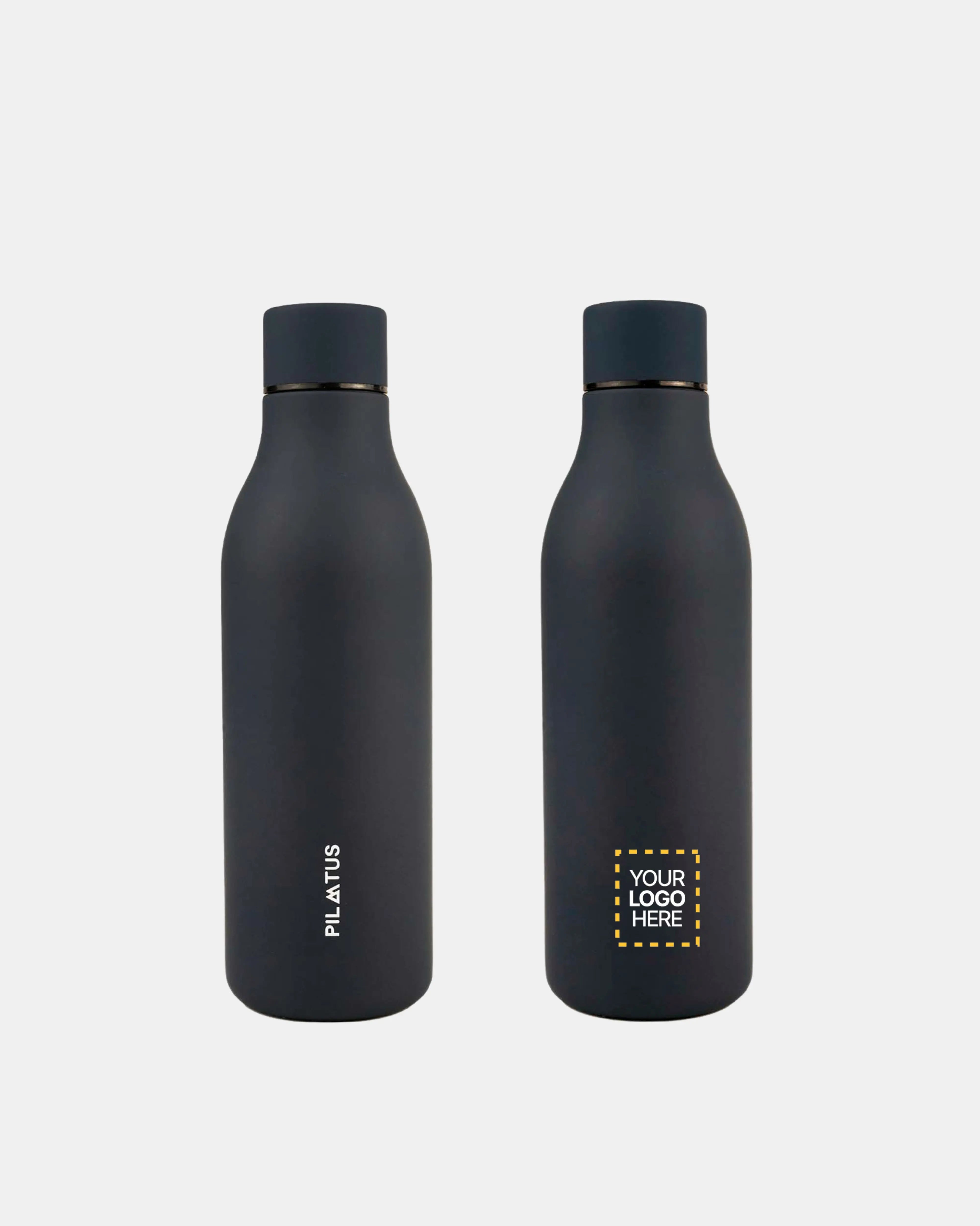 Botella personalizada Urban en Blue Navy marca Pilatus Brand con espacio para logotipo corporativo