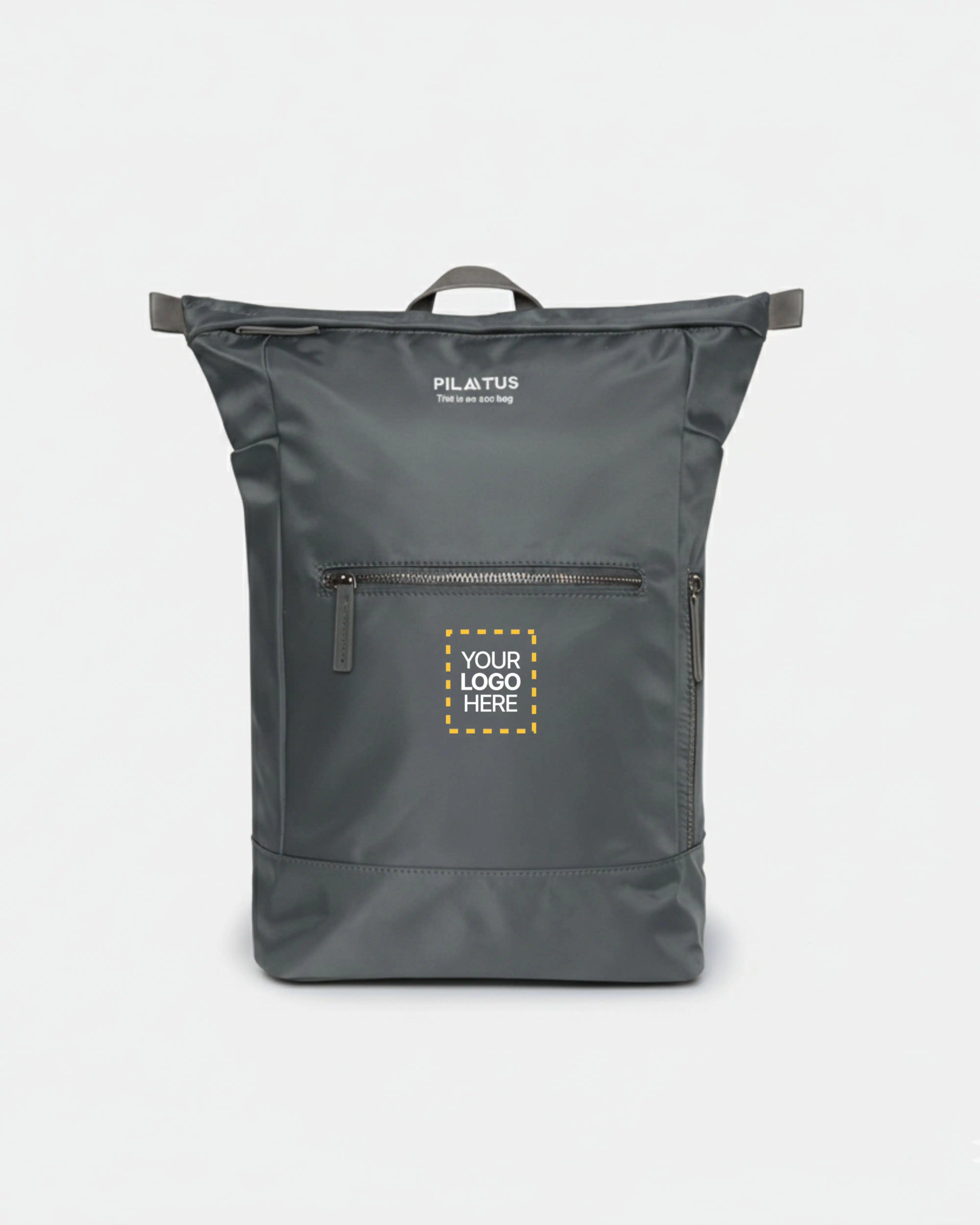 Mochila personalizada Executive en gris plata marca Pilatus Brand con espacio para logotipo corporativo