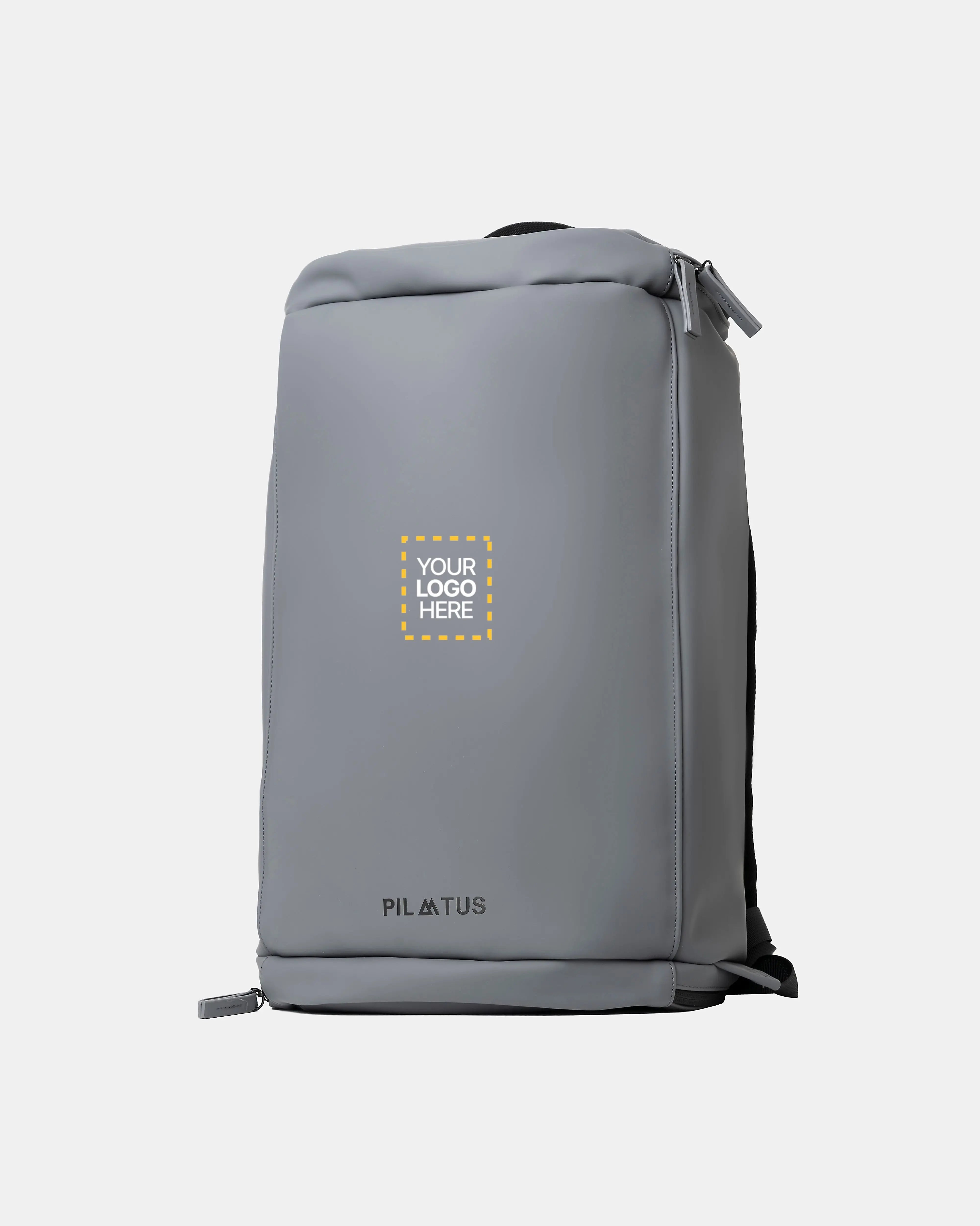 Mochila personalizada Explore en Grey Navy marca Pilatus Brand con espacio para logotipo corporativo