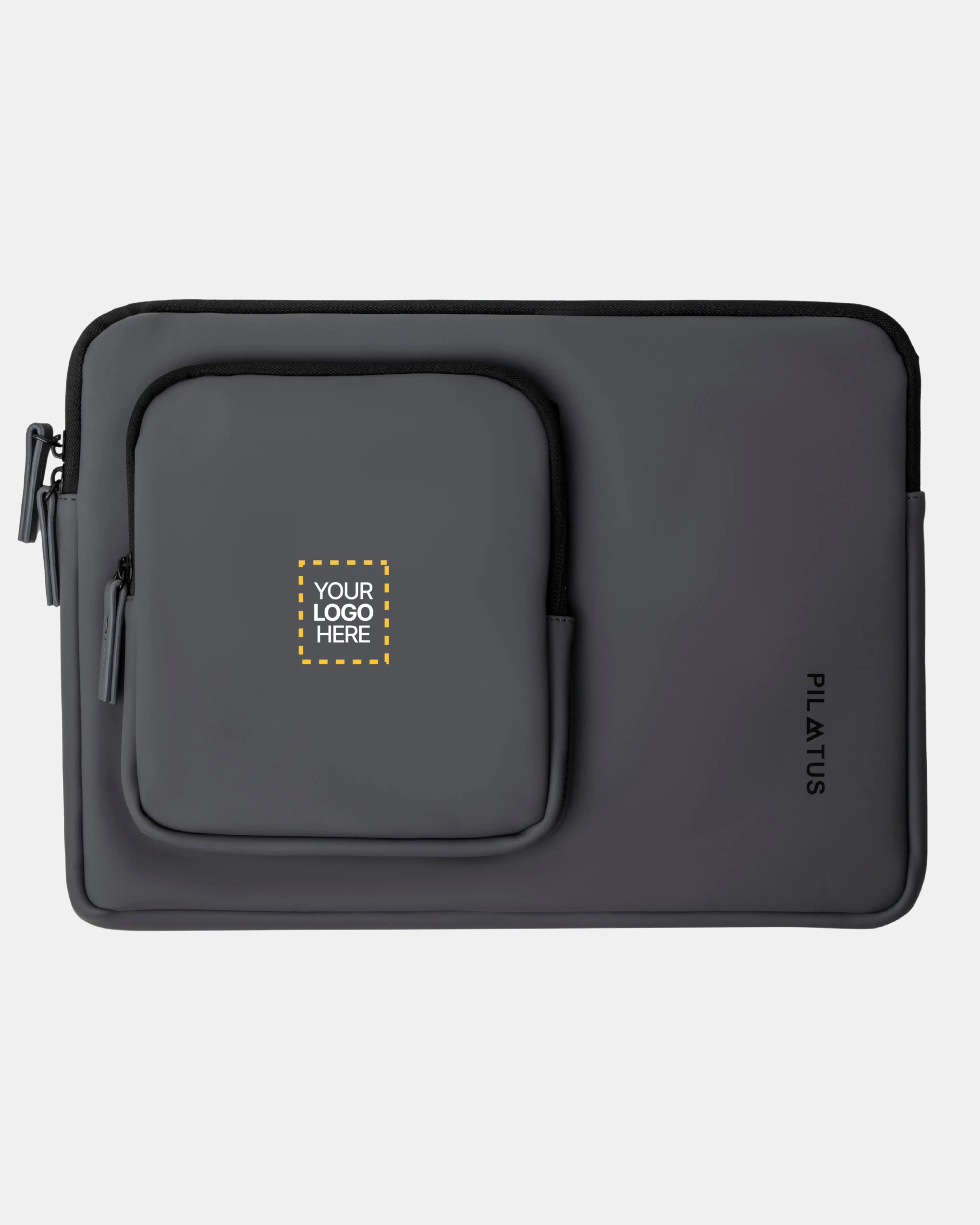 Funda de ordenador Urban personalizada grey navy marca Pilatus Brand con espacio para logotipo corporativo