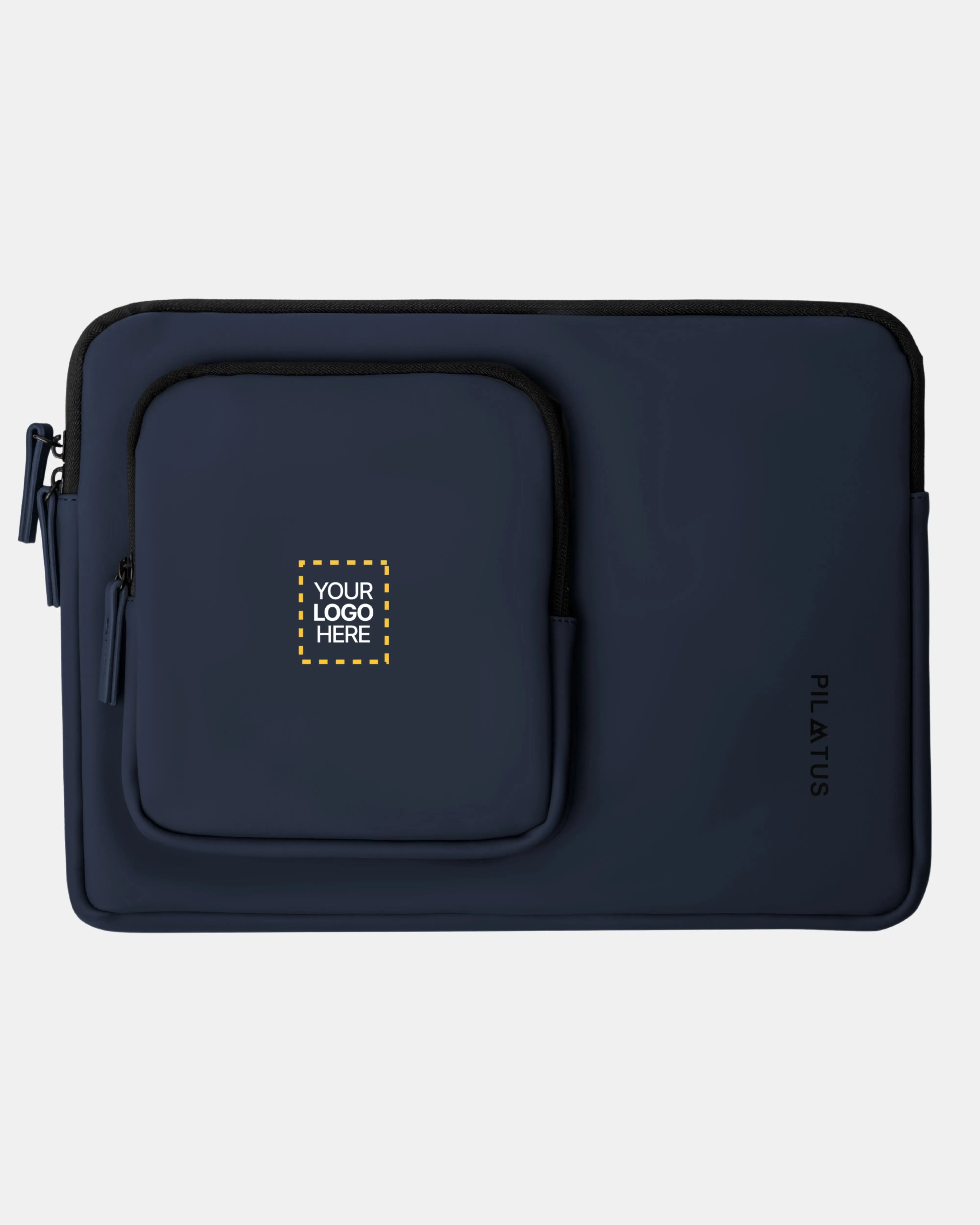 Funda de ordenador Urban personalizada blue navy marca Pilatus Brand con espacio para logotipo corporativo