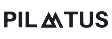 Logotipo PILATUS en mayúsculas, tipografía negra; la letra A es un triángulo estilizado; fondo blanco liso