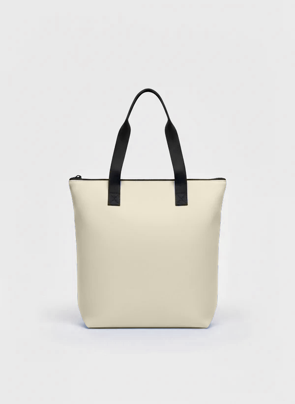 Parte trasera de la shopper bag beige sand.