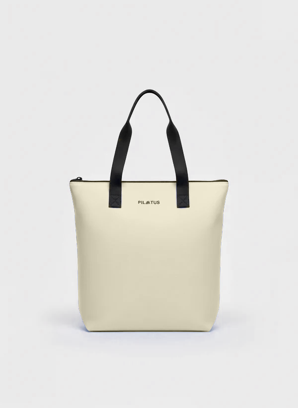 Parte frontal de la shopper bag beige sand.