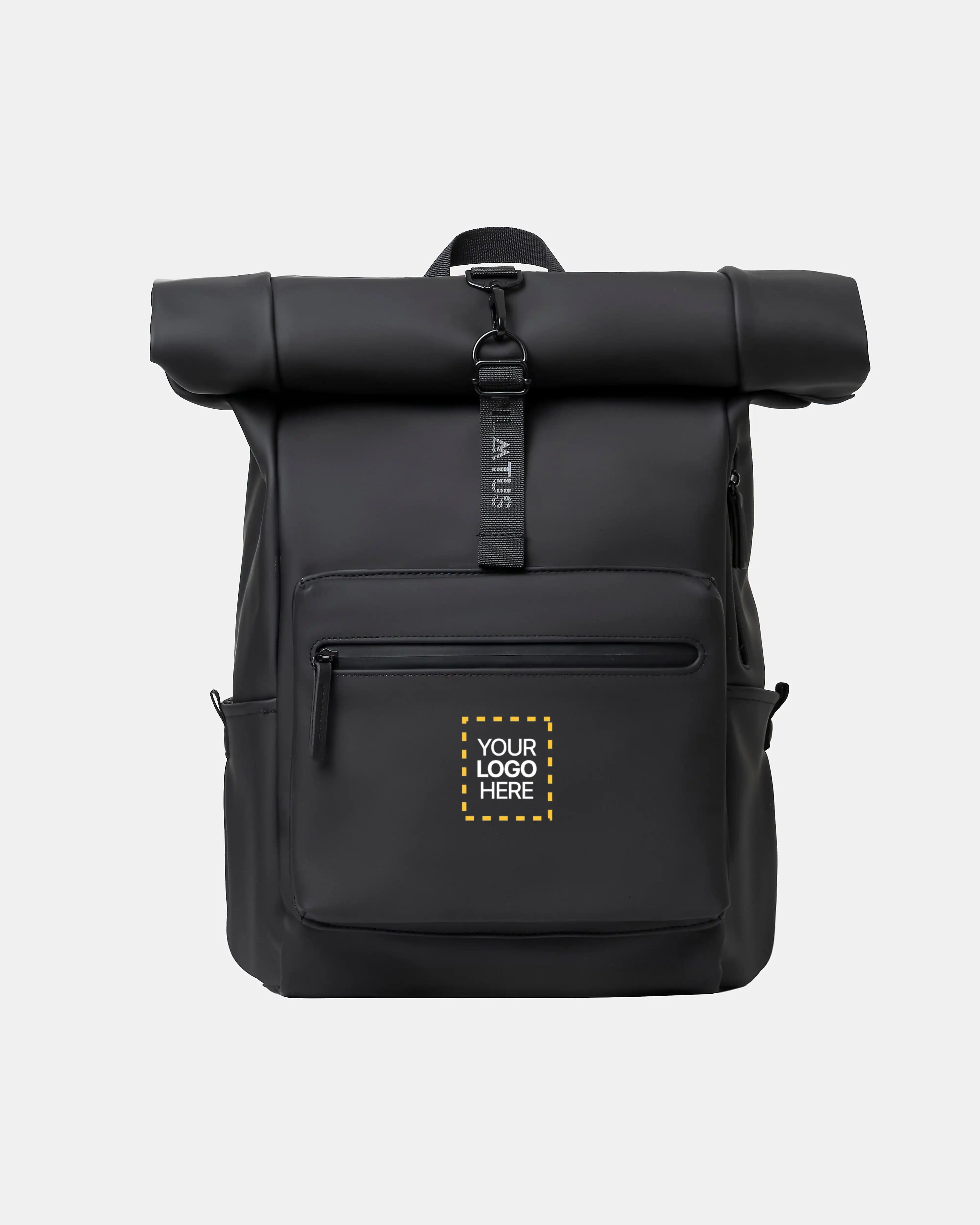Mochila personalizada Urban en negro marca Pilatus Brand con espacio para logotipo corporativo