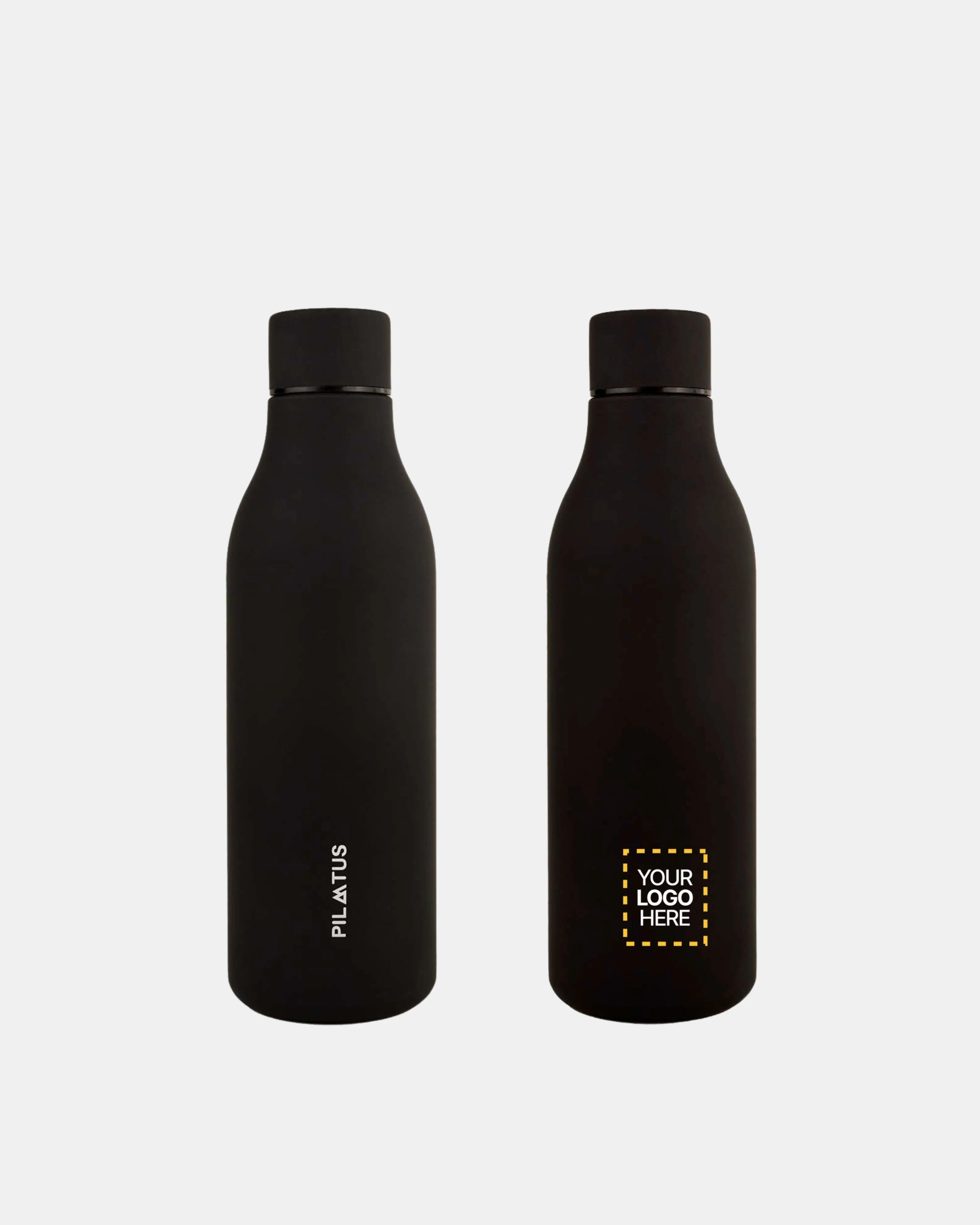 Botella personalizada Urban en Deep Black marca Pilatus Brand con espacio para logotipo corporativo