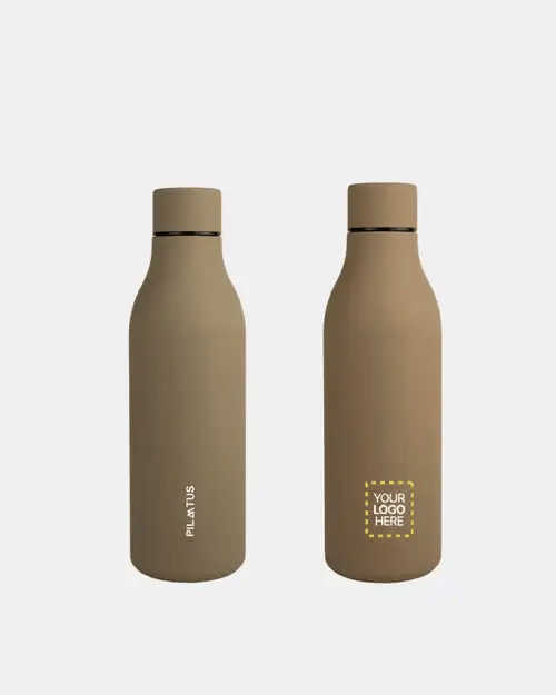 Botella Urban personalizada en light Brown marca Pilatus Brand con espacio para logotipo corporativo