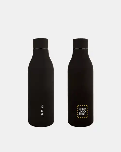 Botella Urban personalizada en Deep Black marca Pilatus Brand con espacio para logotipo corporativo