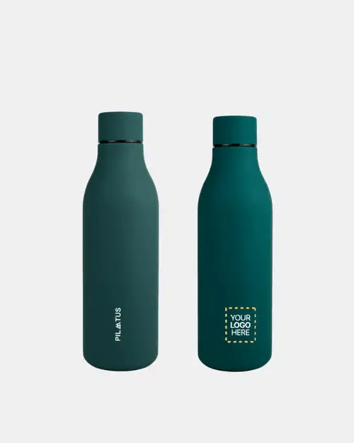 Botella Urban personalizada en Dark Green marca Pilatus Brand con espacio para logotipo corporativo
