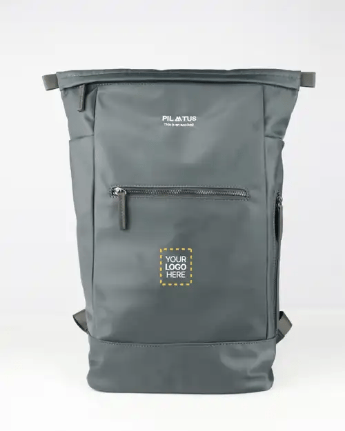 Mochila personalizada Executive en gris plata marca Pilatus Brand con espacio para logotipo corporativo
