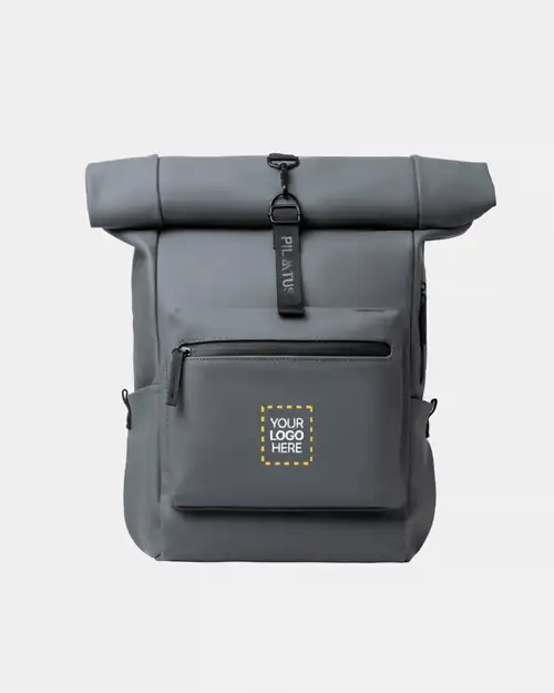 Mochila personalizada Urban en gris Navy marca Pilatus Brand con espacio para logotipo corporativo