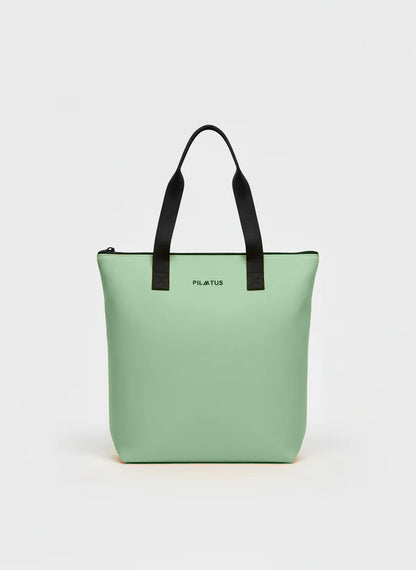 Frontal shopper bag del color green aqua. 