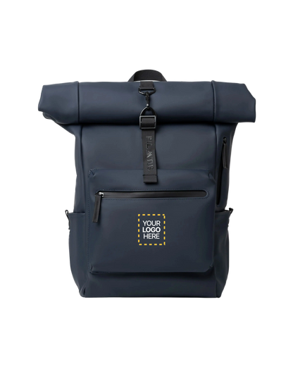 Mochila personalizada Urban en azul marca Pilatus Brand con espacio para logotipo corporativo