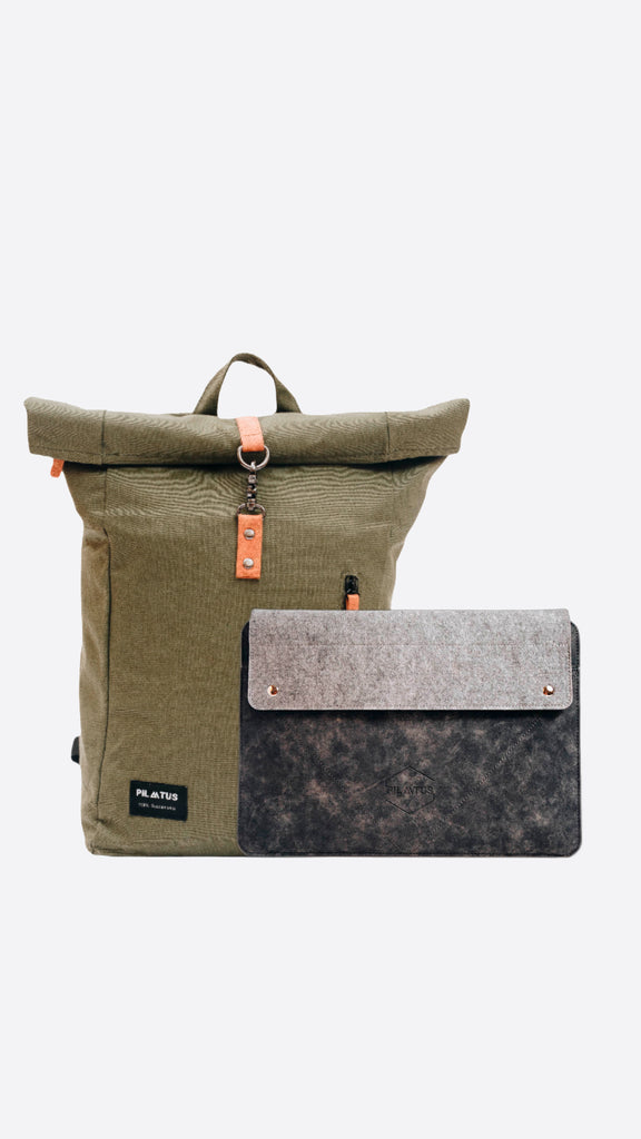 pack mochila y funda de ordenador sostenible