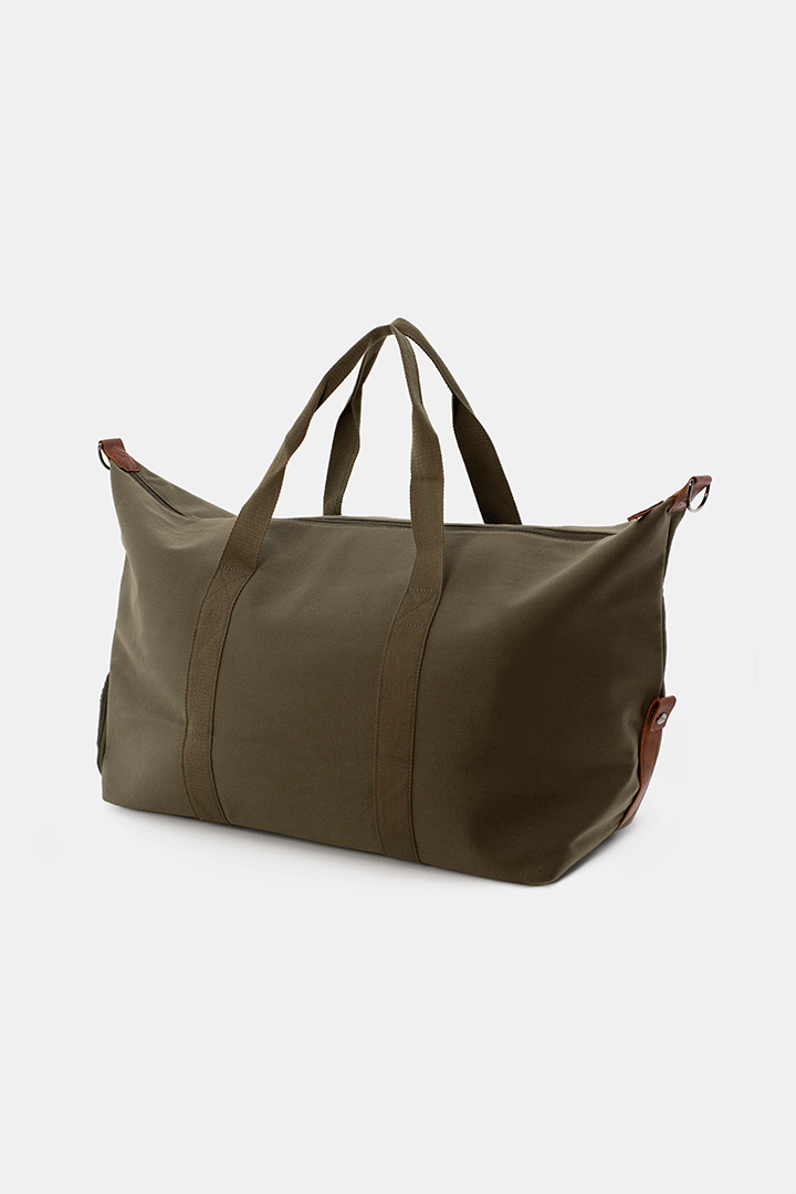 Bolsa de viaje verde sostenible vista 360